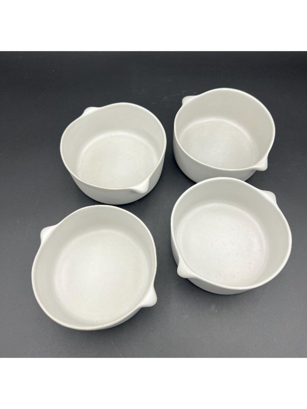 Vintage Bennington Potters #1641 White Bowls, Vermont, 4 - 5-1/8" Diameter